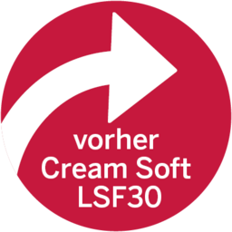 Roter Button: vorher Cream Soft LSF30