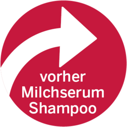 Roter Button: vorher Milchserum Shampoo