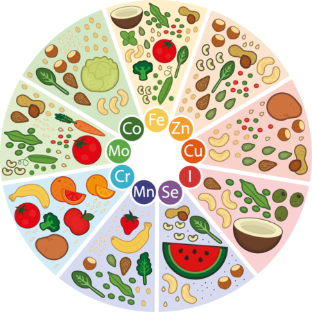 Grafik: Lebensmittelgruppen nach Mineralien