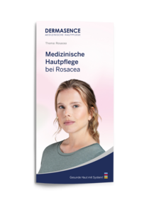 Titel des DERMASENCE Folders „Medizinische Hautpflege bei Rosacea“